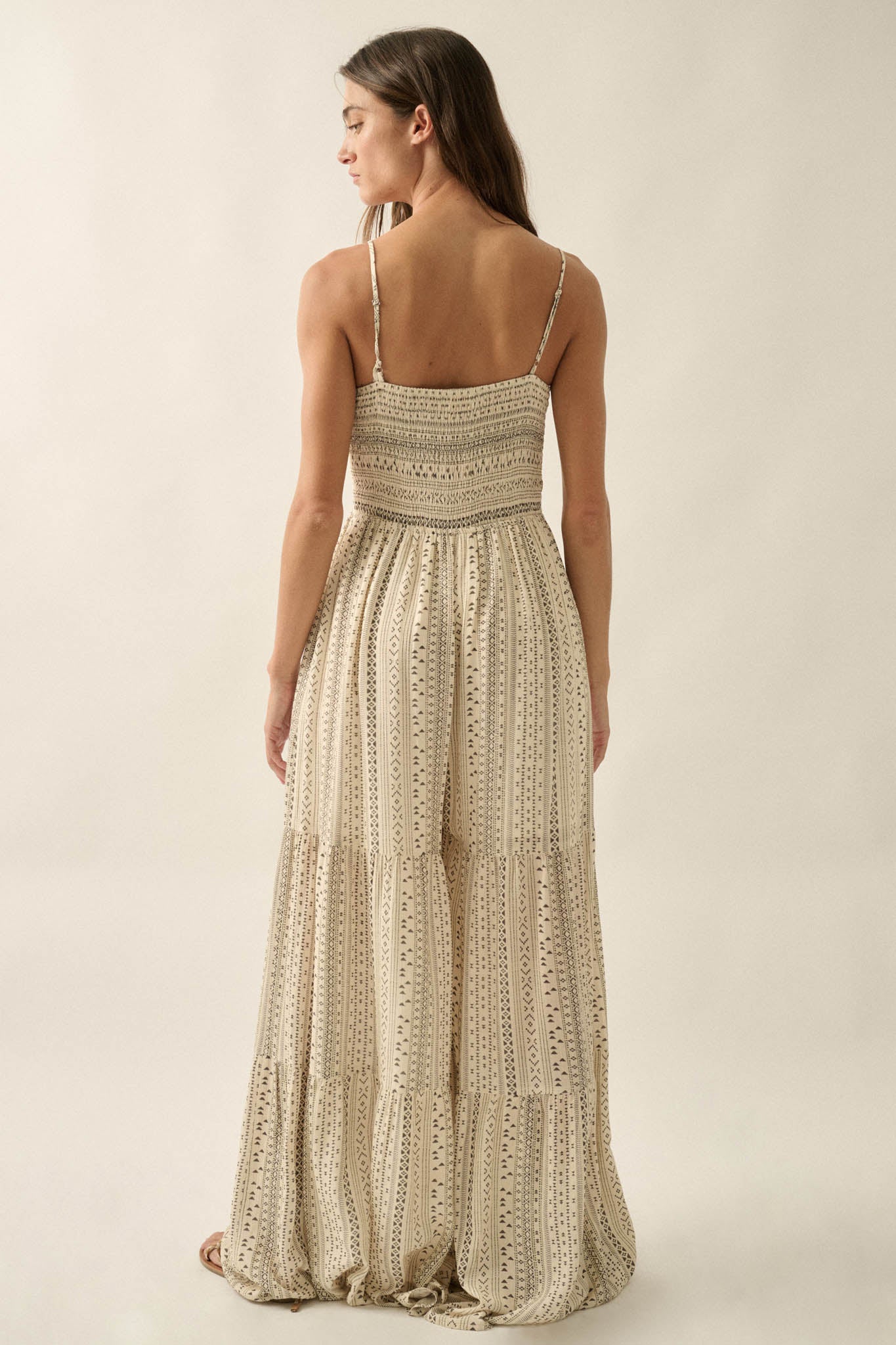 Wild Adventure Geo-Print Tiered Wide-Leg Jumpsuit - ShopPromesa