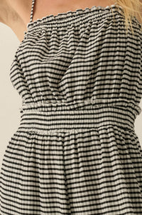 Pure Sweetness Gingham Tie-Back Balloon Jumpsuit - ShopPromesa