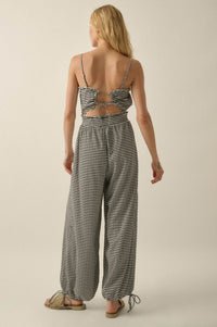 Pure Sweetness Gingham Tie-Back Balloon Jumpsuit - ShopPromesa