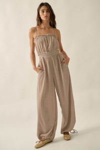 Pure Sweetness Gingham Tie-Back Balloon Jumpsuit - ShopPromesa