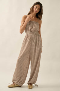 Pure Sweetness Gingham Tie-Back Balloon Jumpsuit - ShopPromesa