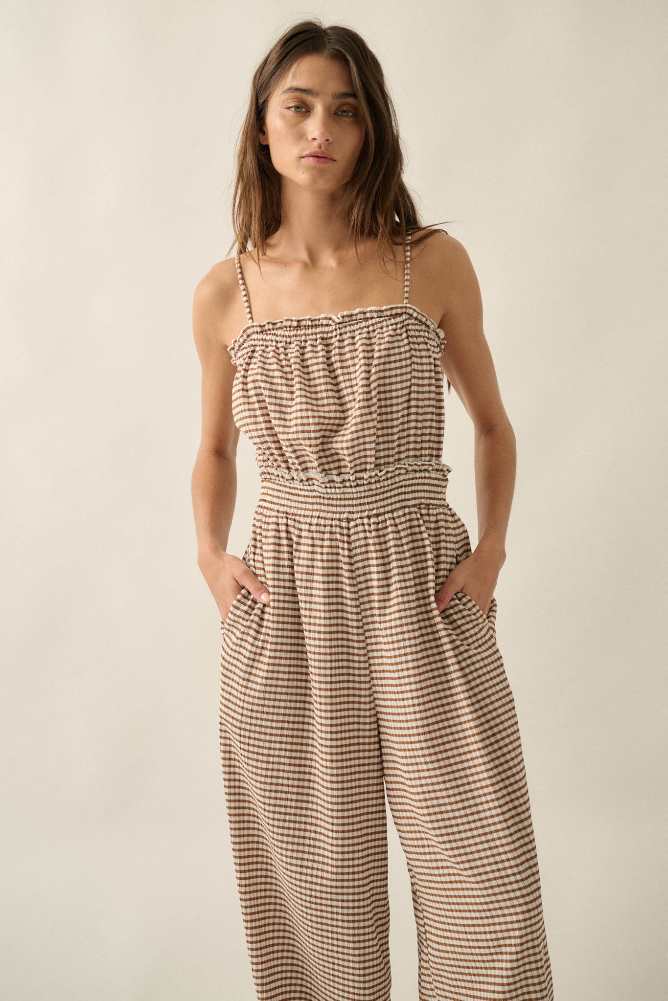 Pure Sweetness Gingham Tie-Back Balloon Jumpsuit - ShopPromesa
