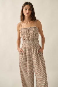 Pure Sweetness Gingham Tie-Back Balloon Jumpsuit - ShopPromesa