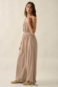 Pure Sweetness Gingham Tie-Back Balloon Jumpsuit - ShopPromesa