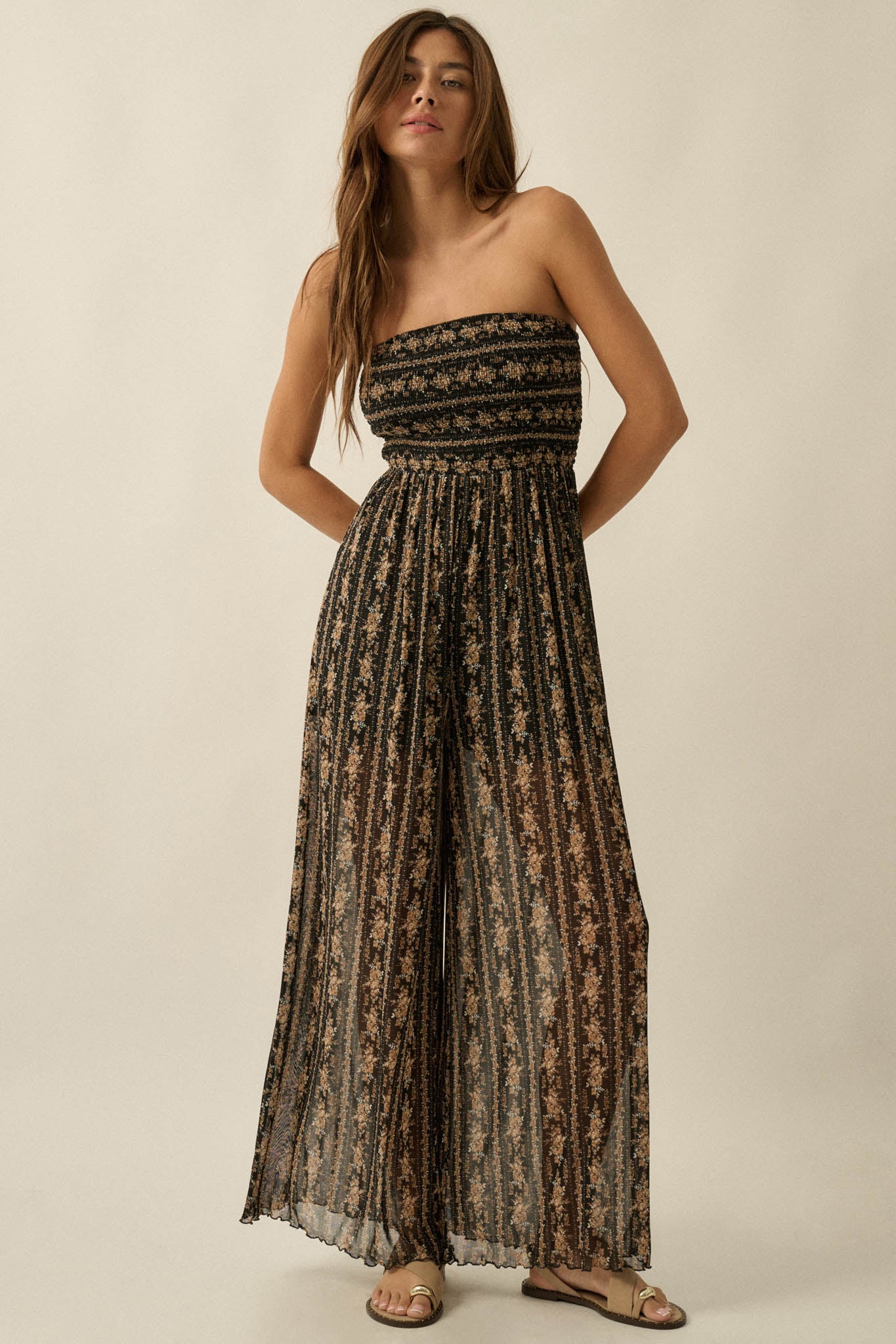 Plenty of Petals Floral Mesh Strapless Jumpsuit - ShopPromesa