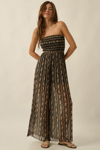 Plenty of Petals Floral Mesh Strapless Jumpsuit - ShopPromesa