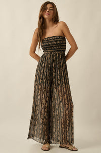 Plenty of Petals Floral Mesh Strapless Jumpsuit - ShopPromesa