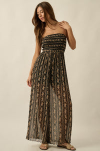 Plenty of Petals Floral Mesh Strapless Jumpsuit - ShopPromesa