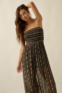 Plenty of Petals Floral Mesh Strapless Jumpsuit - ShopPromesa