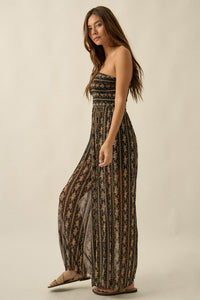 Plenty of Petals Floral Mesh Strapless Jumpsuit - ShopPromesa