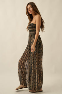 Plenty of Petals Floral Mesh Strapless Jumpsuit - ShopPromesa