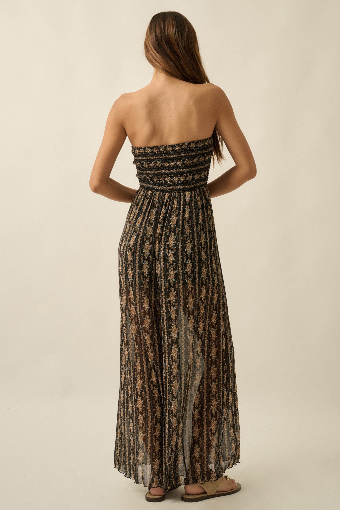 Plenty of Petals Floral Mesh Strapless Jumpsuit - ShopPromesa