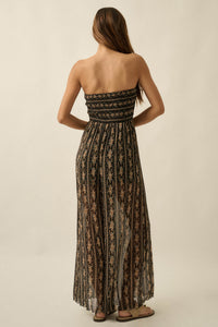 Plenty of Petals Floral Mesh Strapless Jumpsuit - ShopPromesa