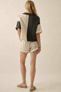 Get Along Pinstripe Pleated Cuffed Pocket Shorts - ShopPromesa