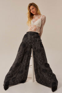 Paisley Parade Bandana-Print Gathered Wide-Leg Pants - ShopPromesa