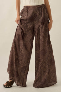 Paisley Parade Bandana-Print Gathered Wide-Leg Pants - ShopPromesa