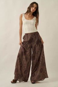 Paisley Parade Bandana-Print Gathered Wide-Leg Pants - ShopPromesa