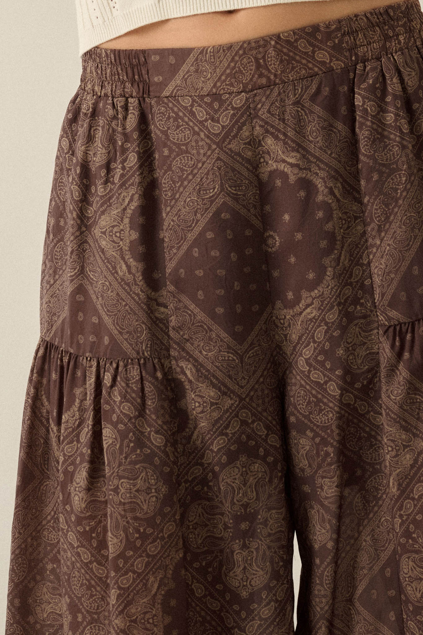 Paisley Parade Bandana-Print Gathered Wide-Leg Pants - ShopPromesa