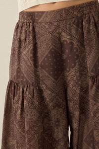 Paisley Parade Bandana-Print Gathered Wide-Leg Pants - ShopPromesa