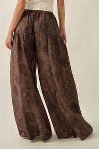 Paisley Parade Bandana-Print Gathered Wide-Leg Pants - ShopPromesa