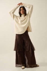 Earth Angel Lace Cascade Ruffle Wide-Leg Pants - ShopPromesa
