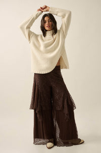 Earth Angel Lace Cascade Ruffle Wide-Leg Pants - ShopPromesa