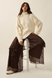 Earth Angel Lace Cascade Ruffle Wide-Leg Pants - ShopPromesa