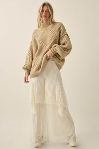 Earth Angel Lace Cascade Ruffle Wide-Leg Pants - ShopPromesa