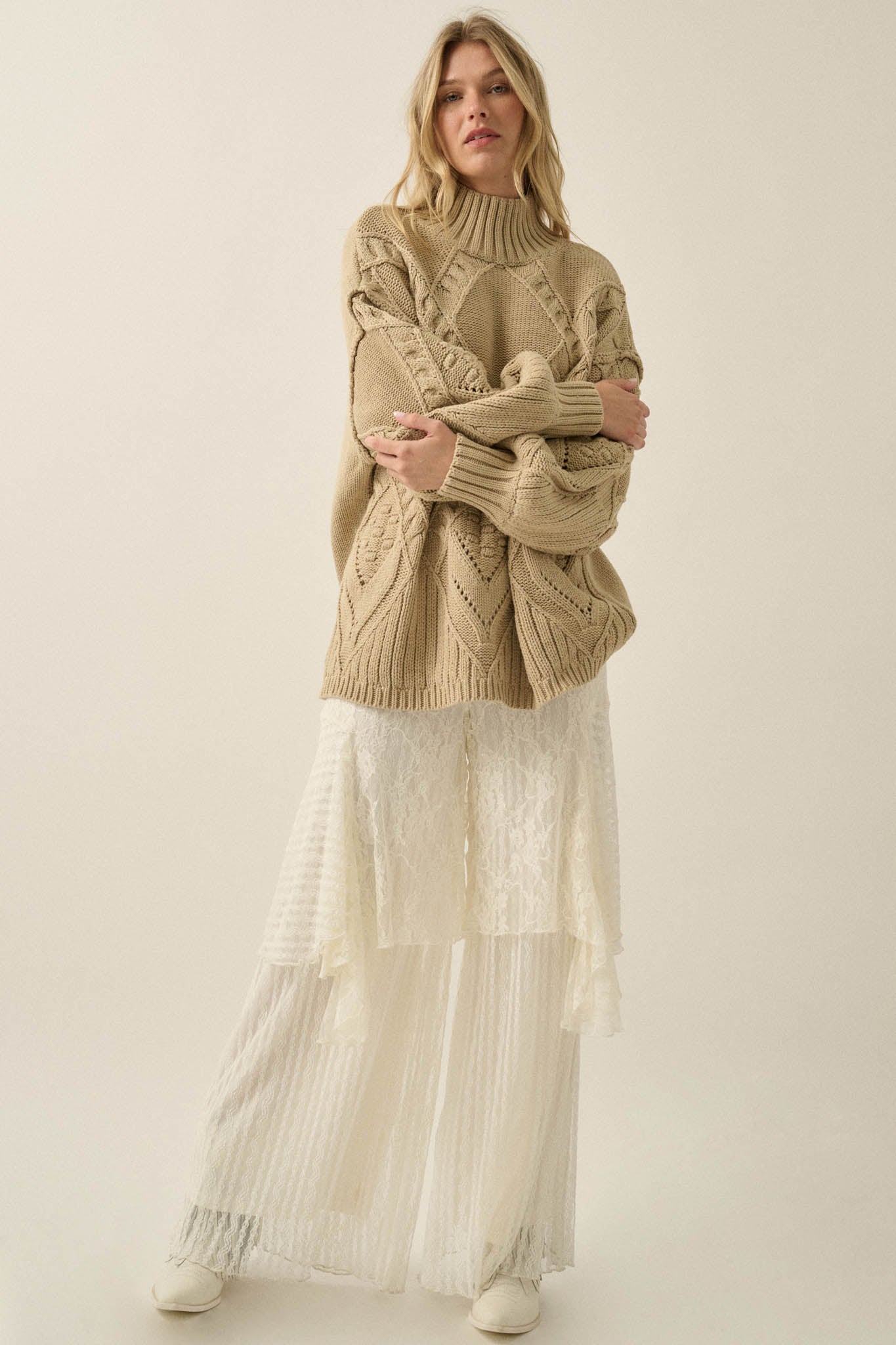Earth Angel Lace Cascade Ruffle Wide-Leg Pants - ShopPromesa