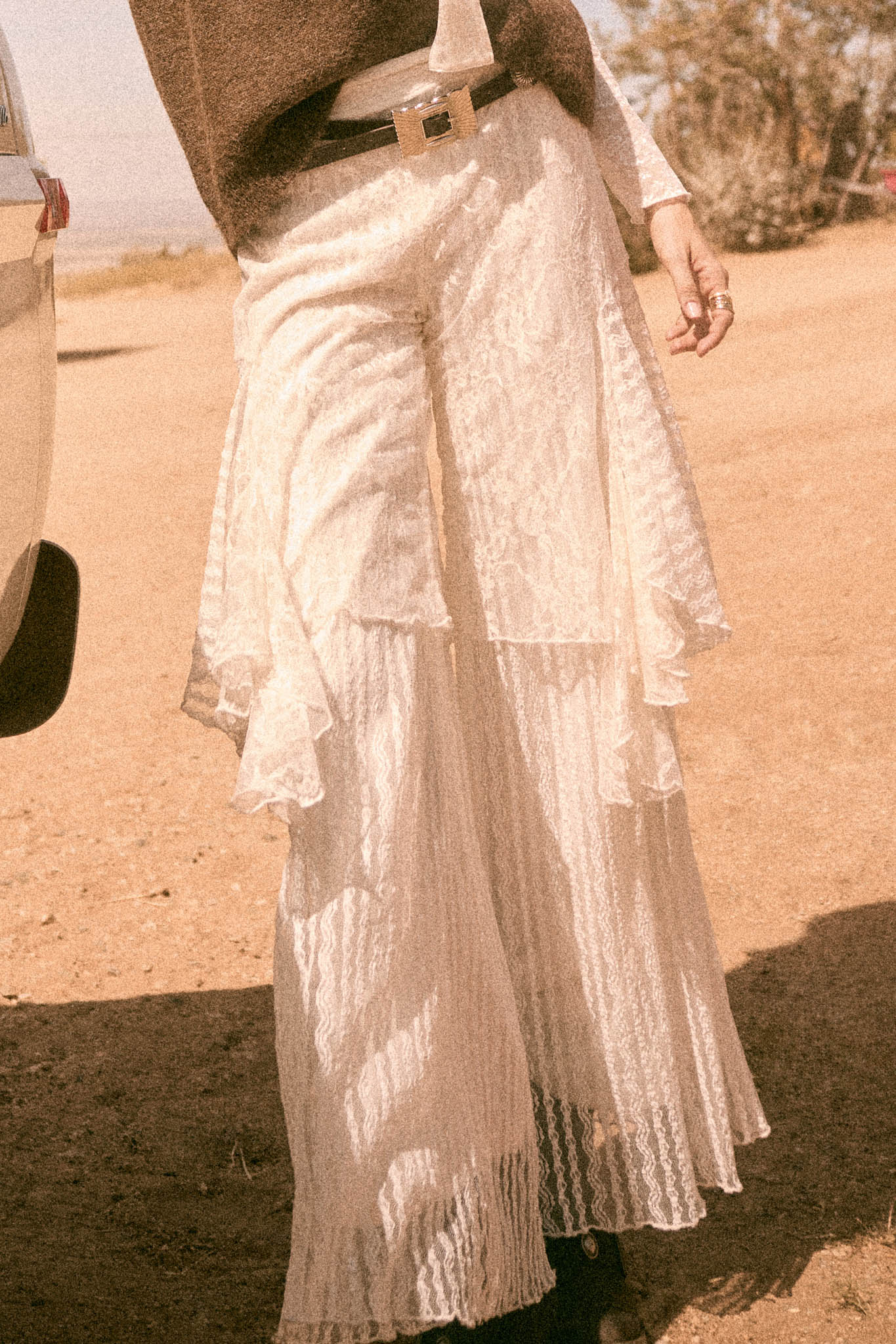 Earth Angel Lace Cascade Ruffle Wide-Leg Pants - ShopPromesa