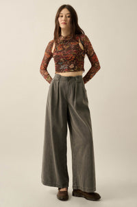 Step Ahead Denim Pleated Wide-Leg Pocket Pants - ShopPromesa