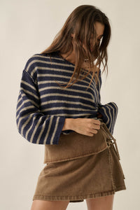 Stepping Out Washed Denim Wrap Side-Tie Mini Skort - ShopPromesa