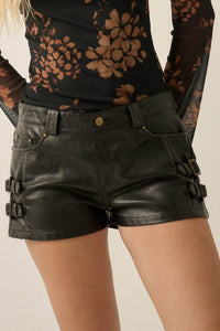 Ride or Die Vegan Leather Pocket Strap Shorts - ShopPromesa