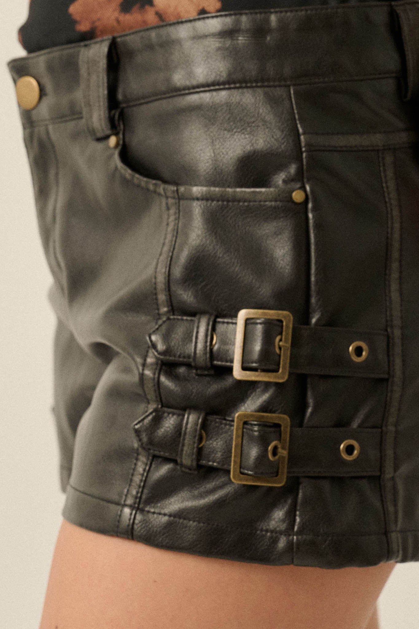 Ride or Die Vegan Leather Pocket Strap Shorts - ShopPromesa