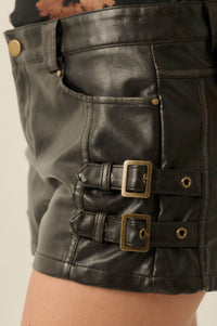 Ride or Die Vegan Leather Pocket Strap Shorts - ShopPromesa