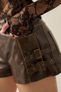 Ride or Die Vegan Leather Pocket Strap Shorts - ShopPromesa