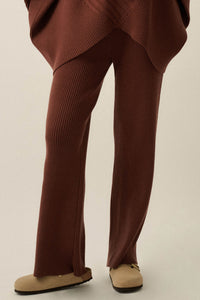Downtown Lounge Ribbed Knit Drawstring Sweater Pants - ShopPromesa