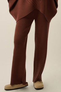 Downtown Lounge Ribbed Knit Drawstring Sweater Pants - ShopPromesa