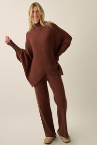 Downtown Lounge Ribbed Knit Drawstring Sweater Pants - ShopPromesa