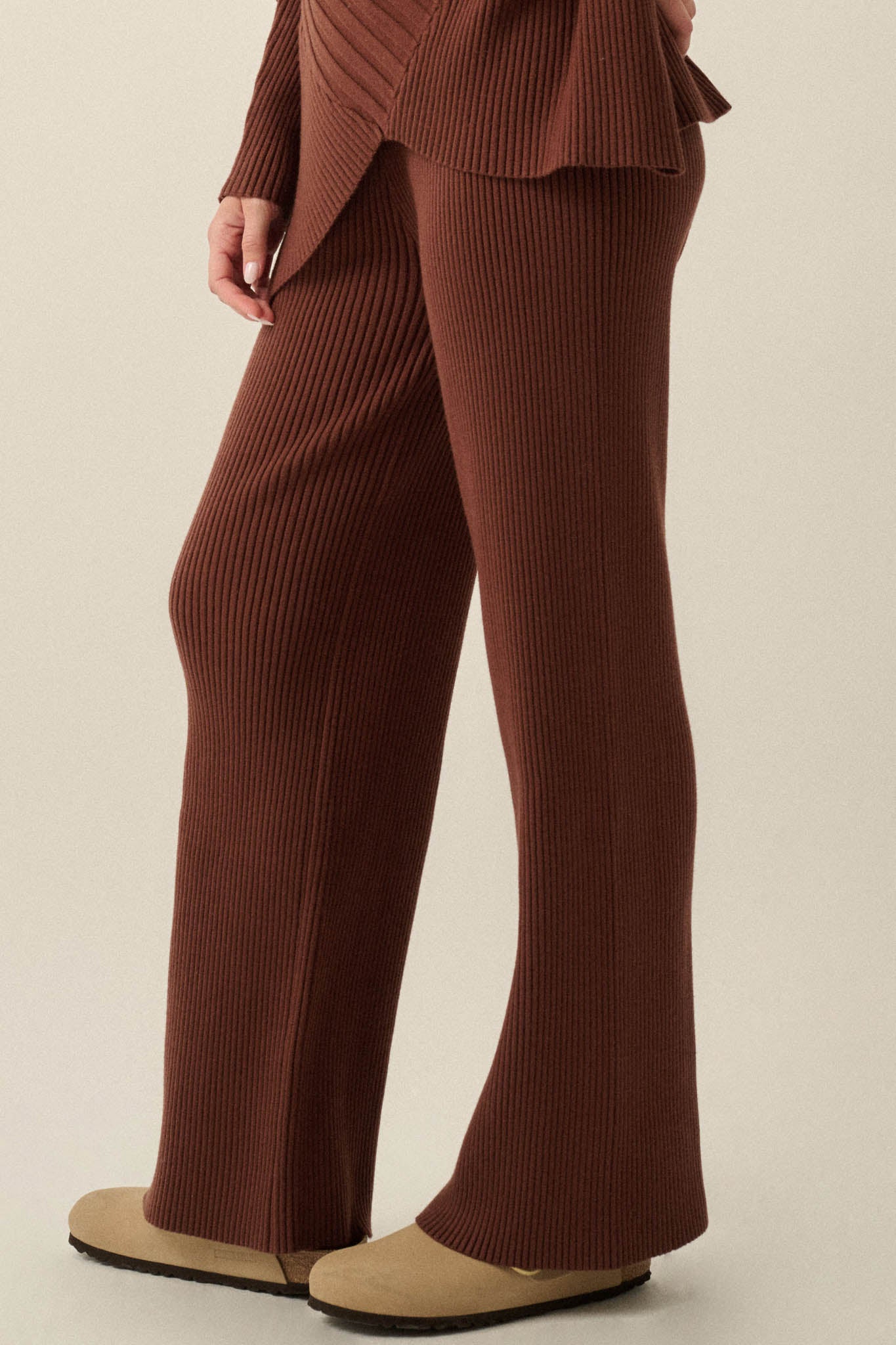 Downtown Lounge Ribbed Knit Drawstring Sweater Pants - ShopPromesa