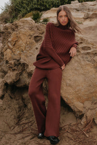 Downtown Lounge Ribbed Knit Drawstring Sweater Pants - ShopPromesa