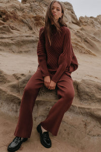 Downtown Lounge Ribbed Knit Drawstring Sweater Pants - ShopPromesa
