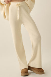 Downtown Lounge Ribbed Knit Drawstring Sweater Pants - ShopPromesa