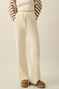 Downtown Lounge Ribbed Knit Drawstring Sweater Pants - ShopPromesa