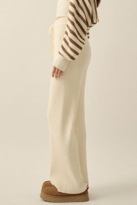 Downtown Lounge Ribbed Knit Drawstring Sweater Pants - ShopPromesa