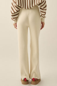 Downtown Lounge Ribbed Knit Drawstring Sweater Pants - ShopPromesa