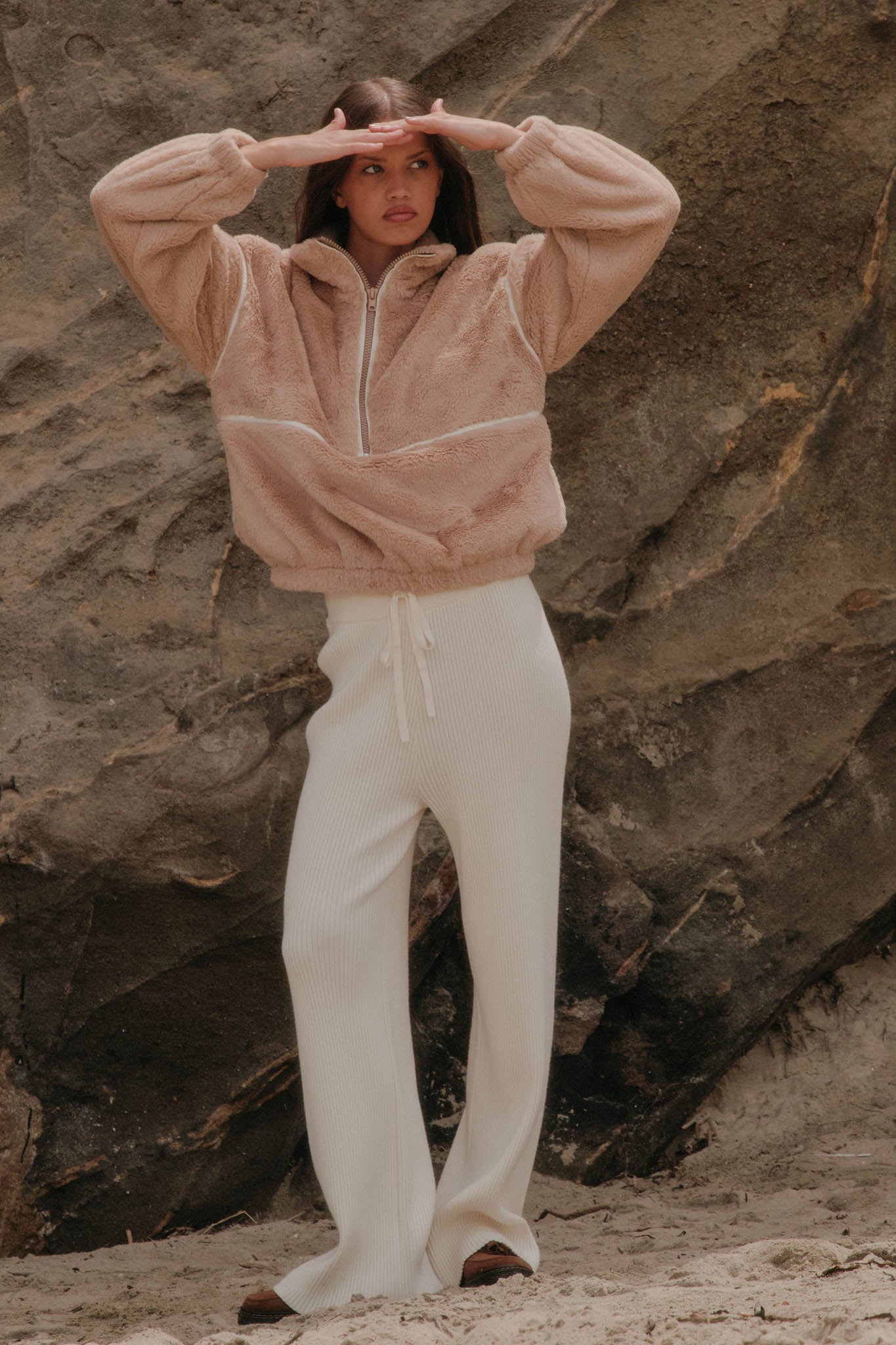 Downtown Lounge Ribbed Knit Drawstring Sweater Pants - ShopPromesa