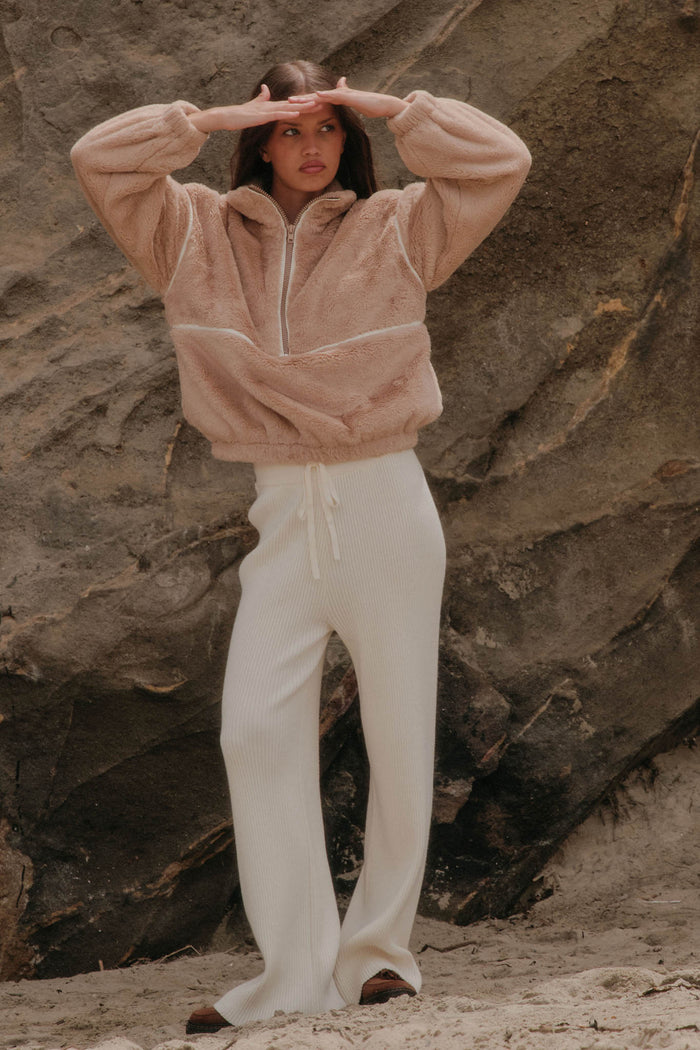 Downtown Lounge Ribbed Knit Drawstring Sweater Pants - ShopPromesa