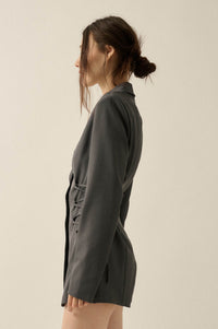 Self Made Gabardine Lace-Up Buttoned Blazer Romper - ShopPromesa