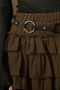 Darling Doll Ruffled Bouclé-Knit Lace-Trim Mini Skort - ShopPromesa